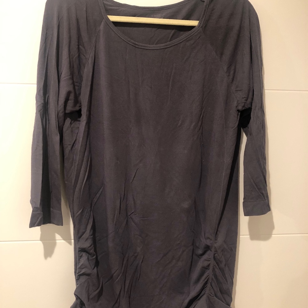 THIRDLOVE Women’s Dark Gray 3/4 Sleeve Top with Ruching Size L